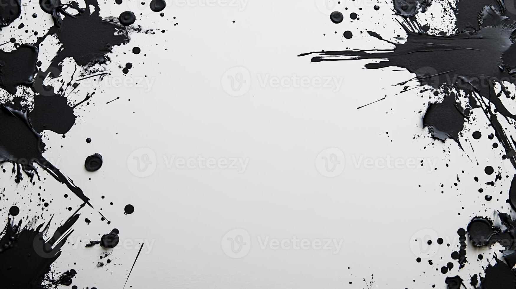 Abstract Black Paint Splatter on White Background for Artistic Projects photo