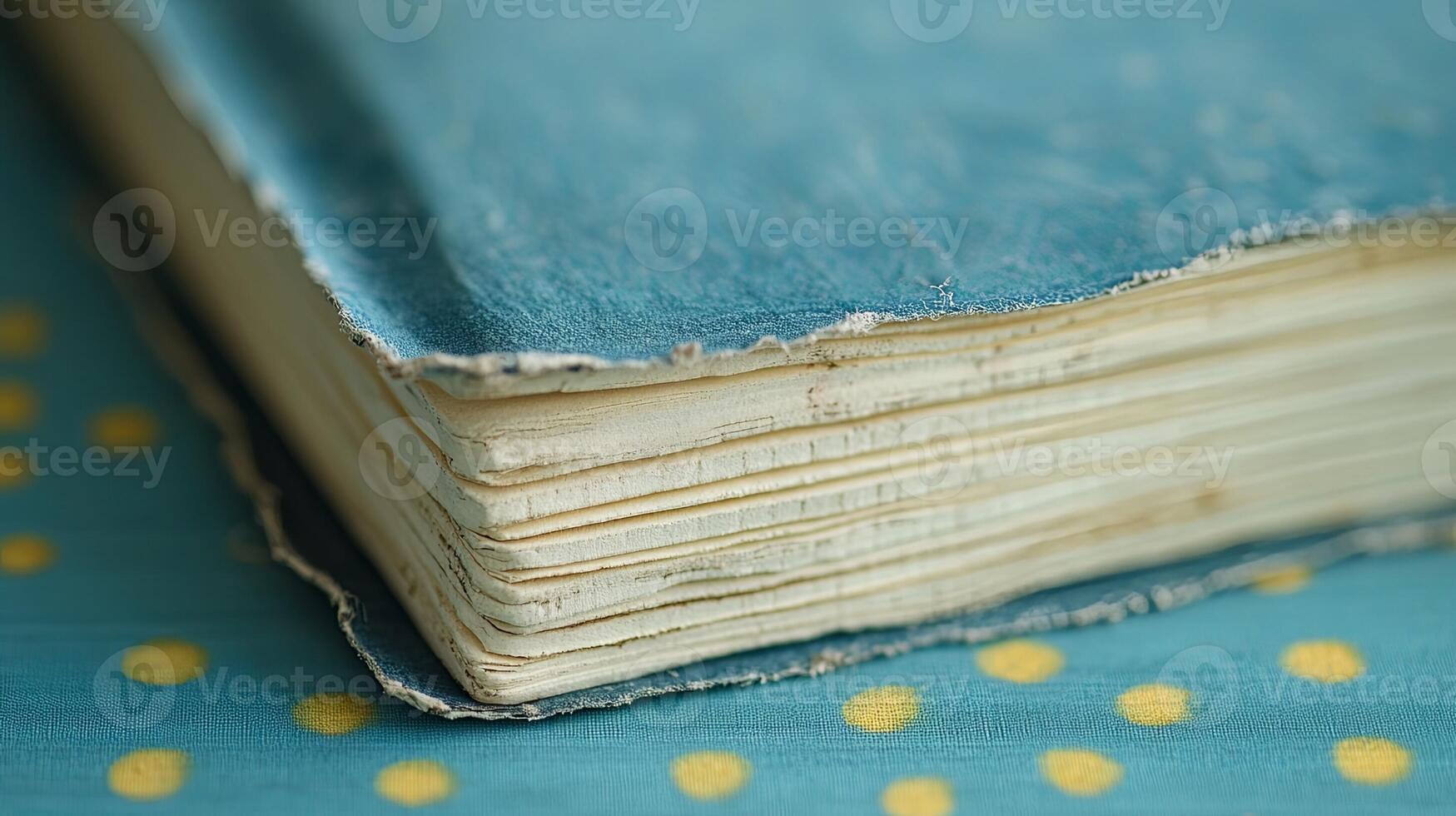 A blue book with yellow polka dots on it photo