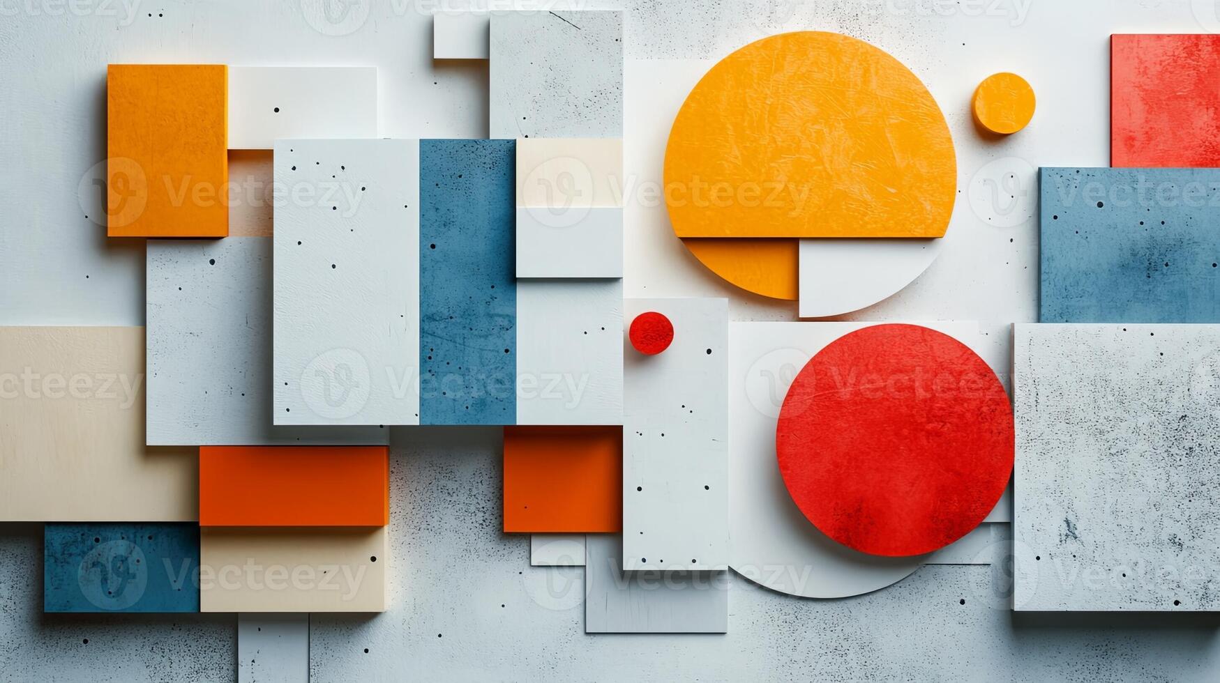 A colorful abstract wall with different shapes photo