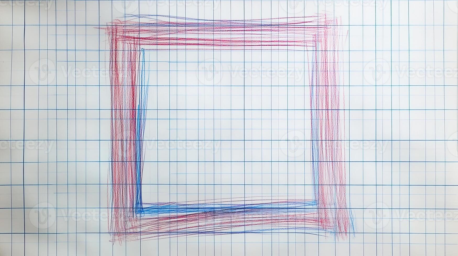 A drawing of a square frame on a piece of paper photo