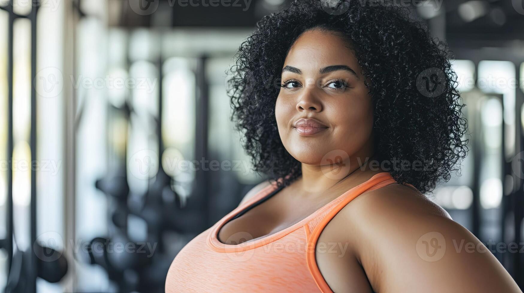 Plus Size Woman Exercising in Gym - Active Lifestyle Concept photo