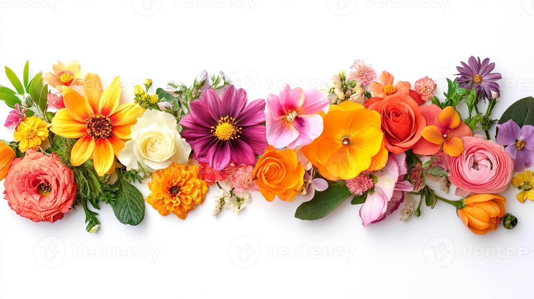 Vibrant Blooms on White Background - Floral Stock Photo