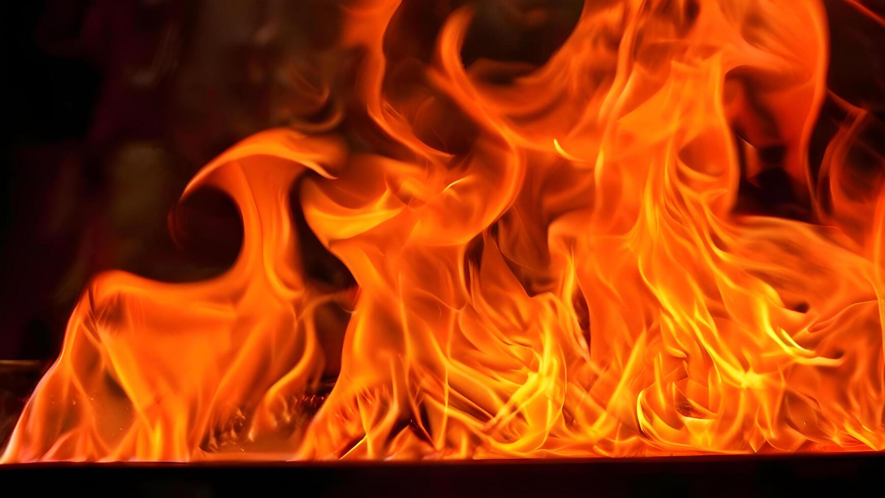 a close up of a fire with flames photo