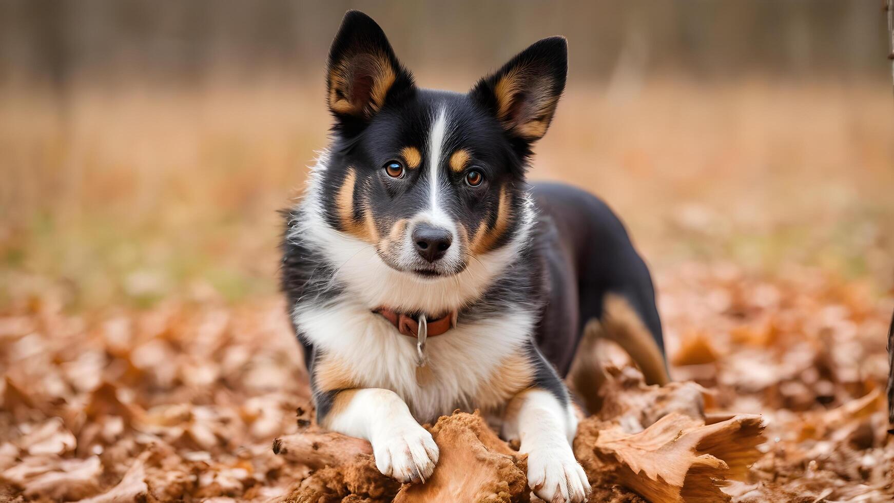 Corgi Puppy Relaxing on the Grass photo
