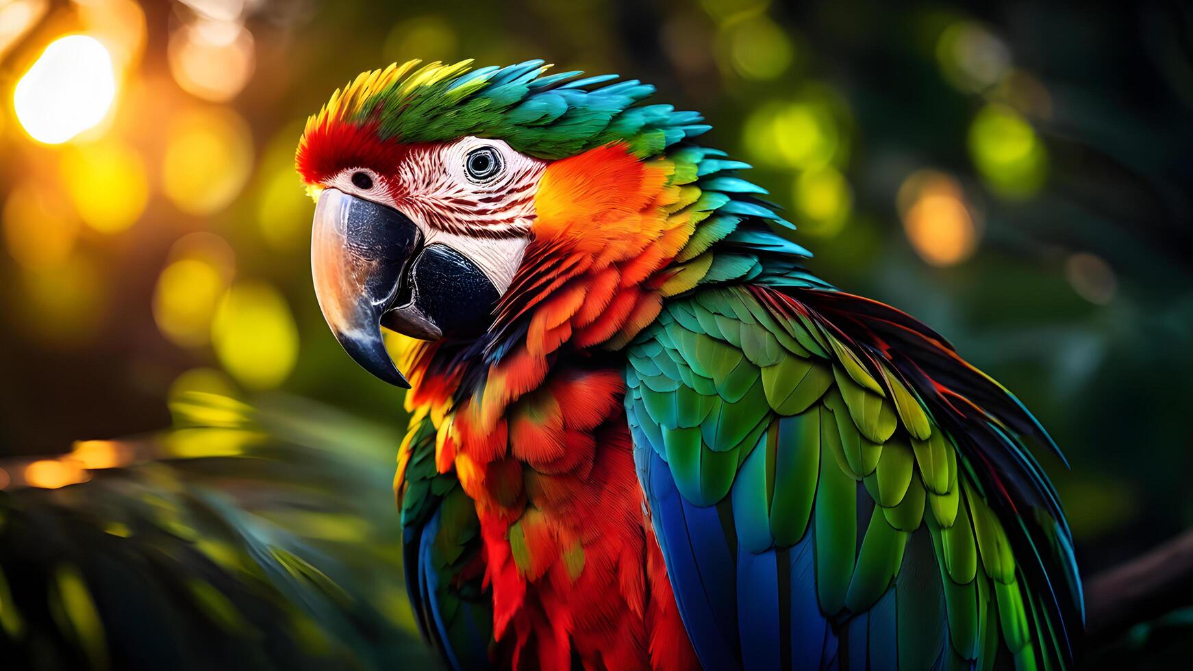 Vibrant Parrot Sitting on Tree Branch photo