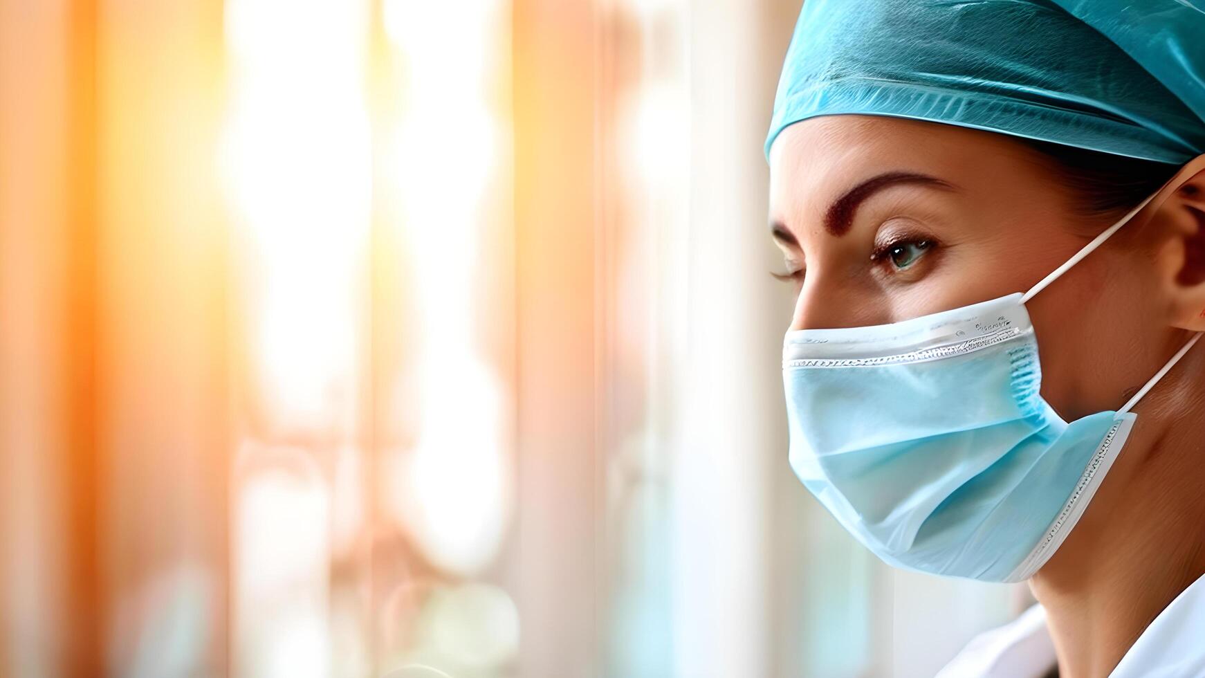 Medical Professional in Mask and Scrubs photo