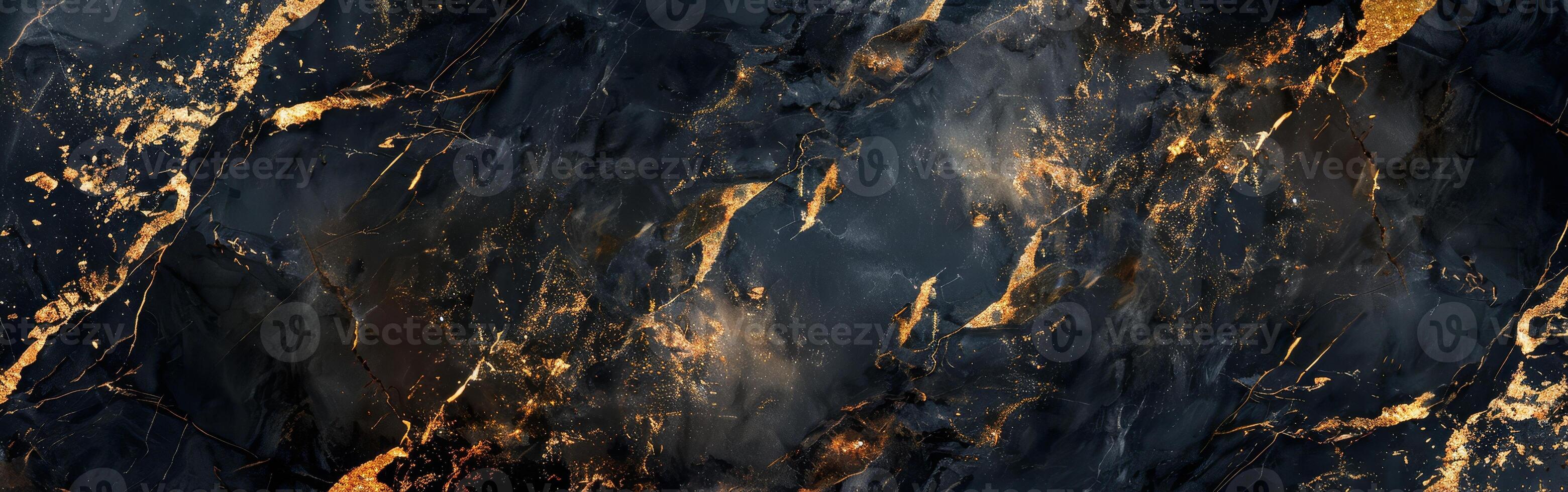 This high-resolution texture features a striking black surface interspersed with shimmering golden accents, perfect for various design applications photo