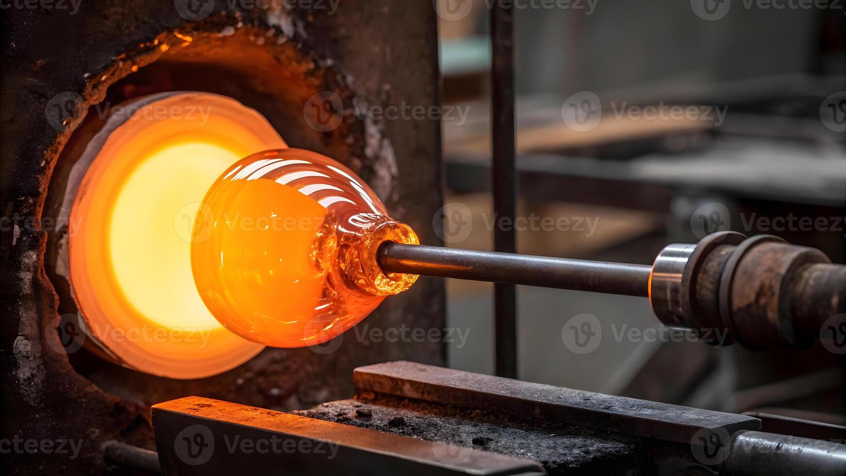 Crafting glass art in a studio using traditional techniques photo