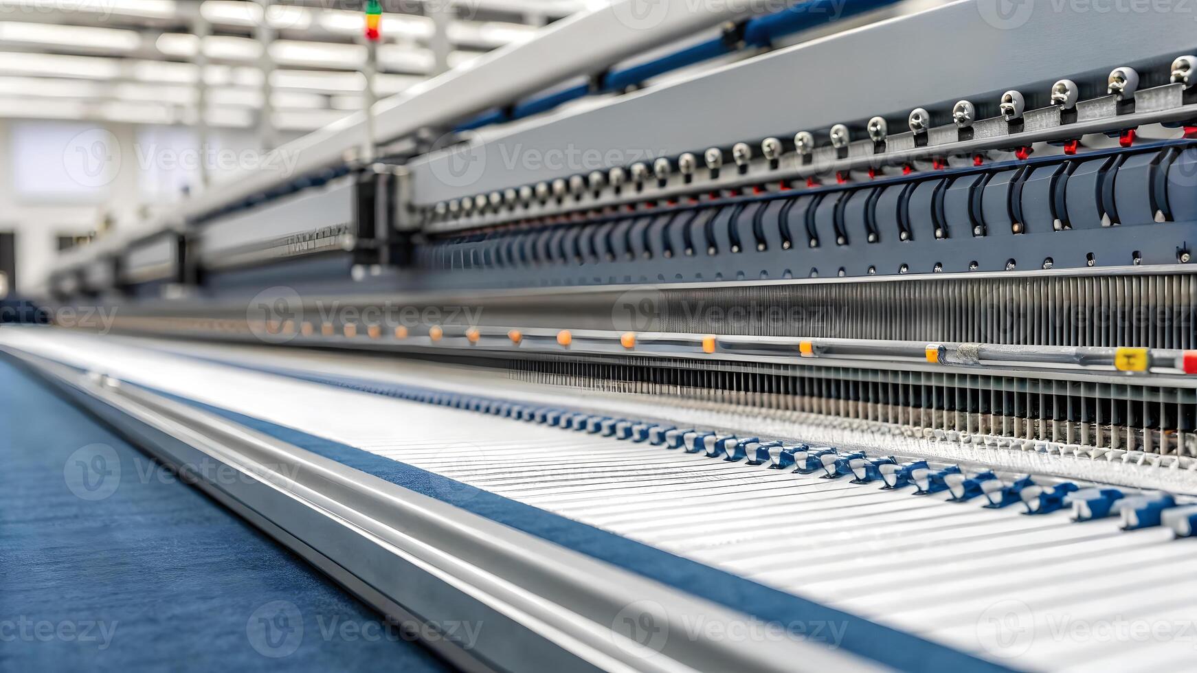 Advanced knitting machine operating in textile factory during daytime photo