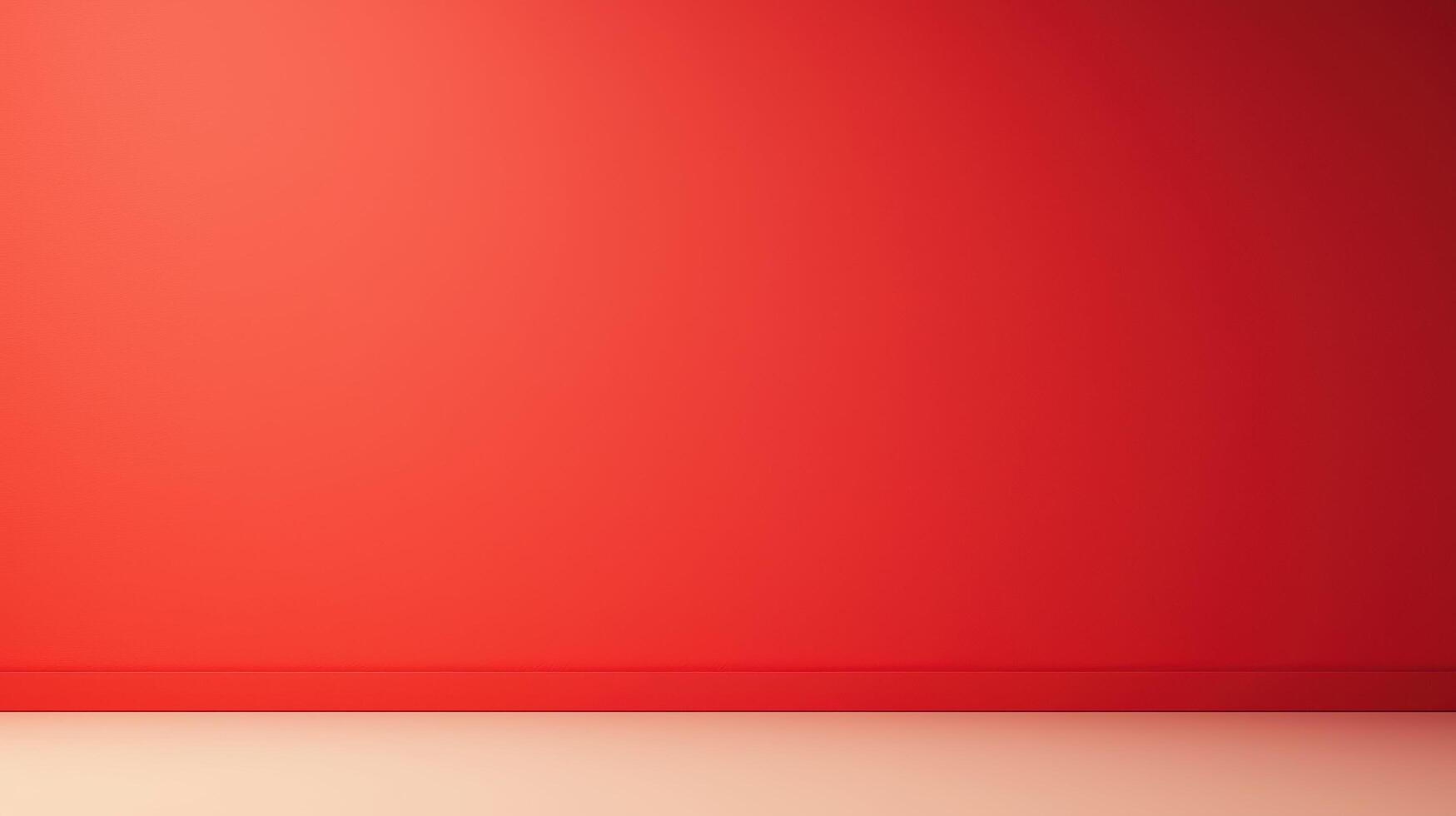 Red gradient wall with minimal floor featuring smooth color transition and clean space ideal for modern design layouts and background uses. photo