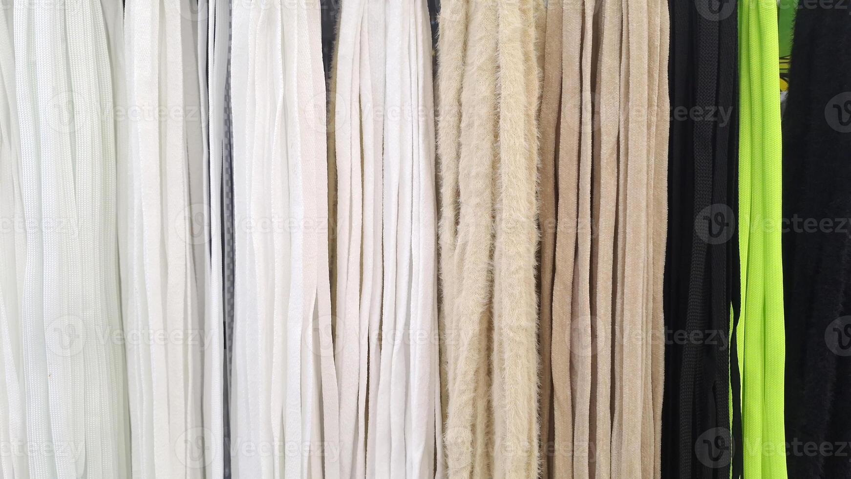 A variety of shoe laces are available in a variety of colors and textures to choose from. photo