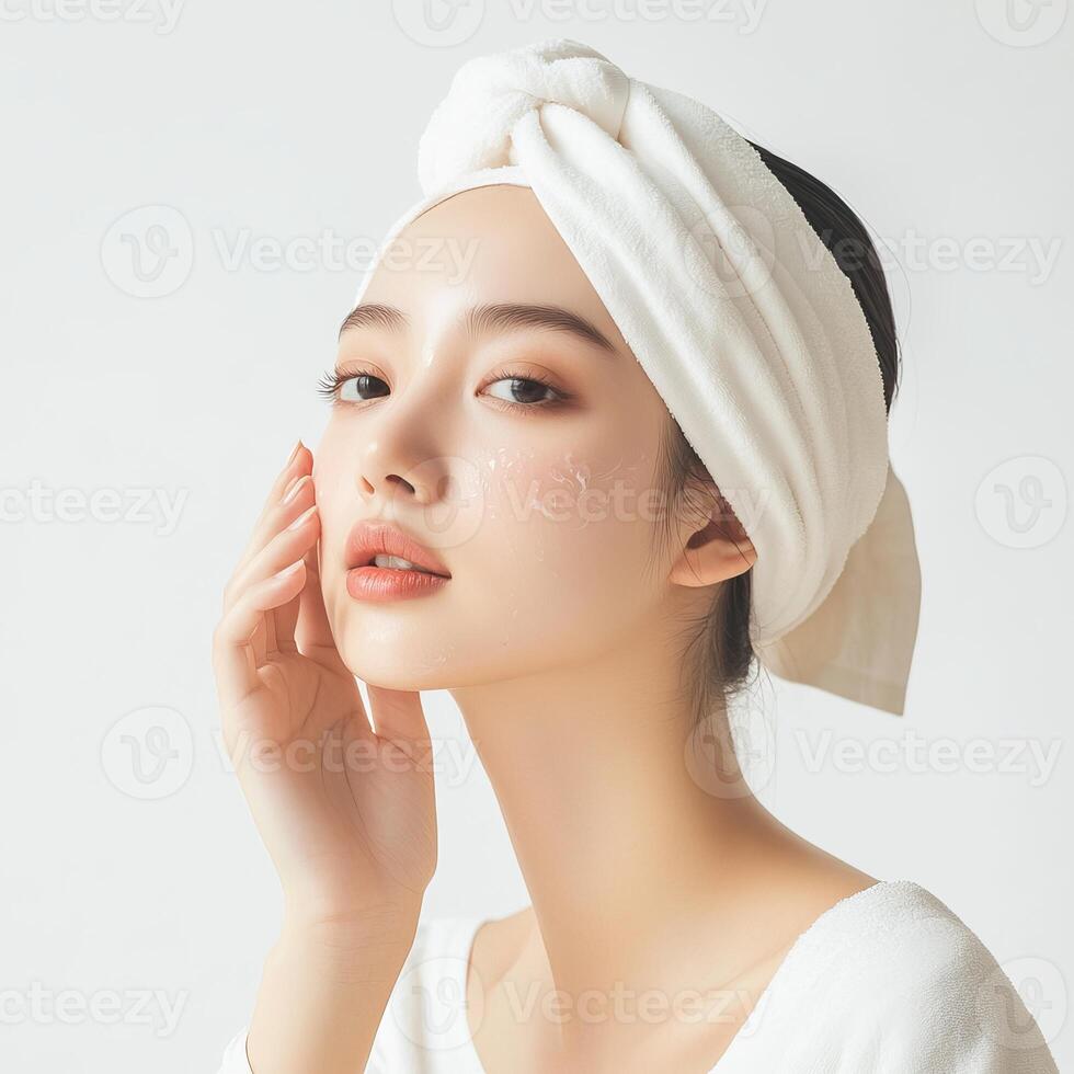 Beautiful young Asian woman with healthy and luminous skin photo