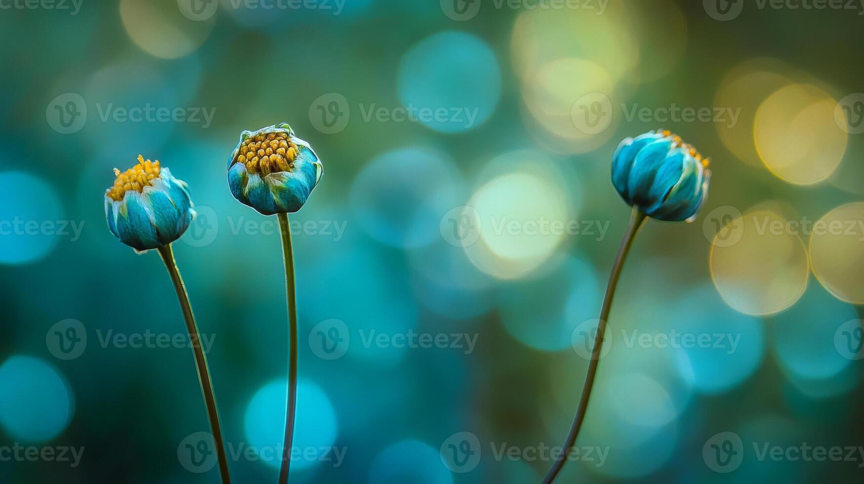 Close-up of blue budding flowers against a bokeh background photo