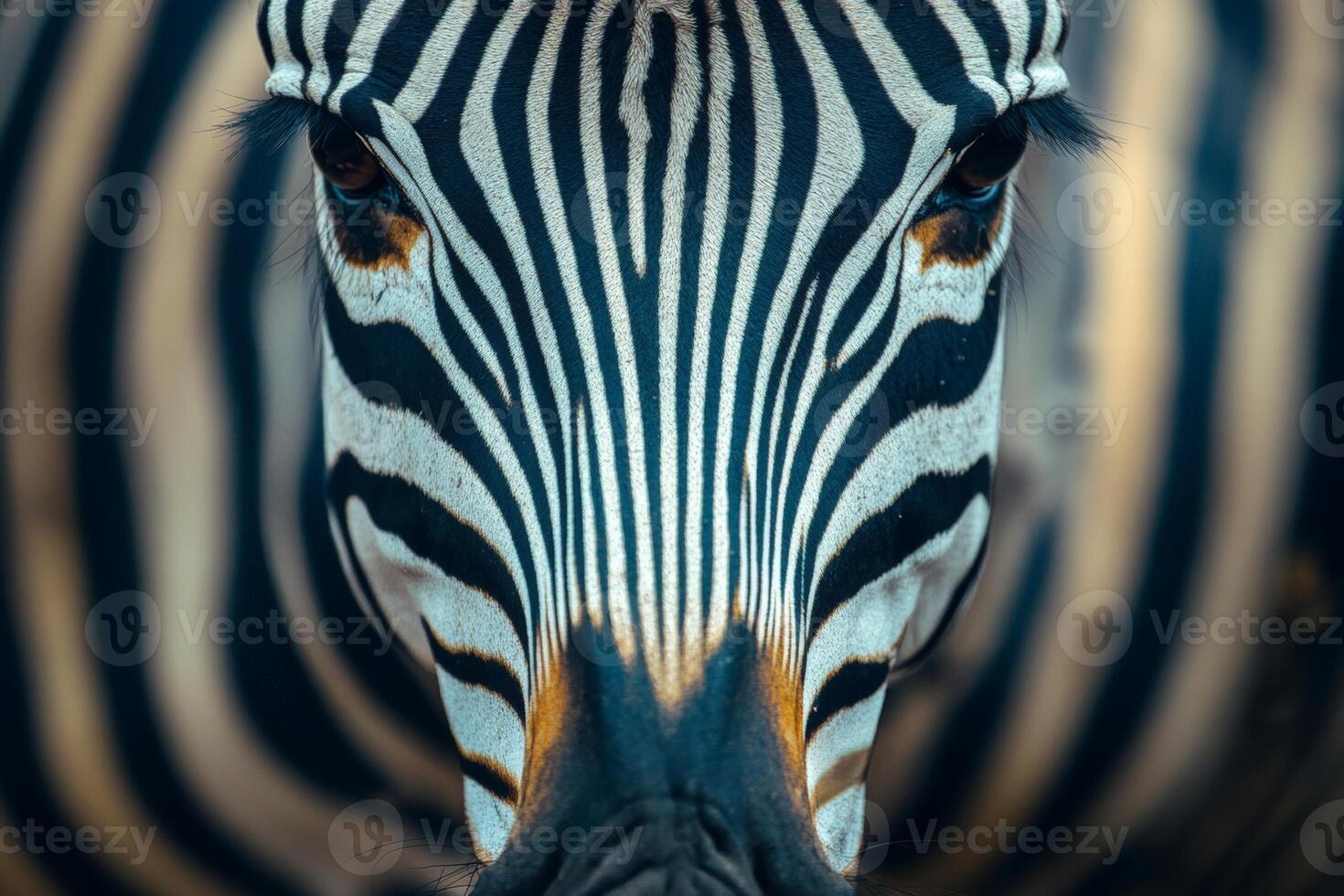 Close-up of majestic zebra with striking black and white stripes photo