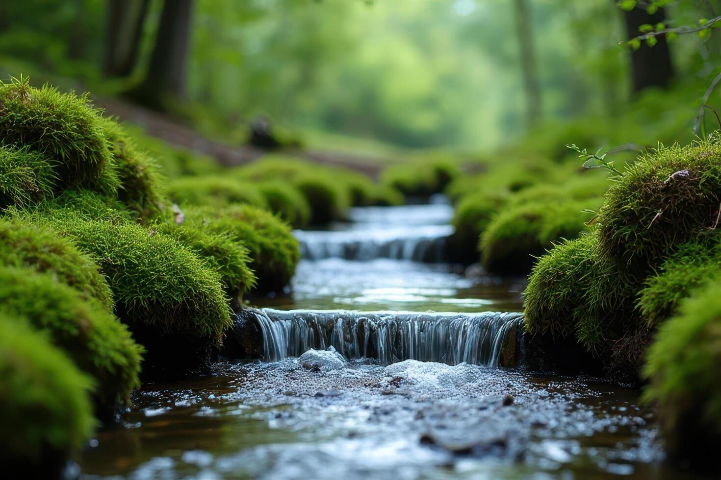 Tiered Mossy Stream Steps photo