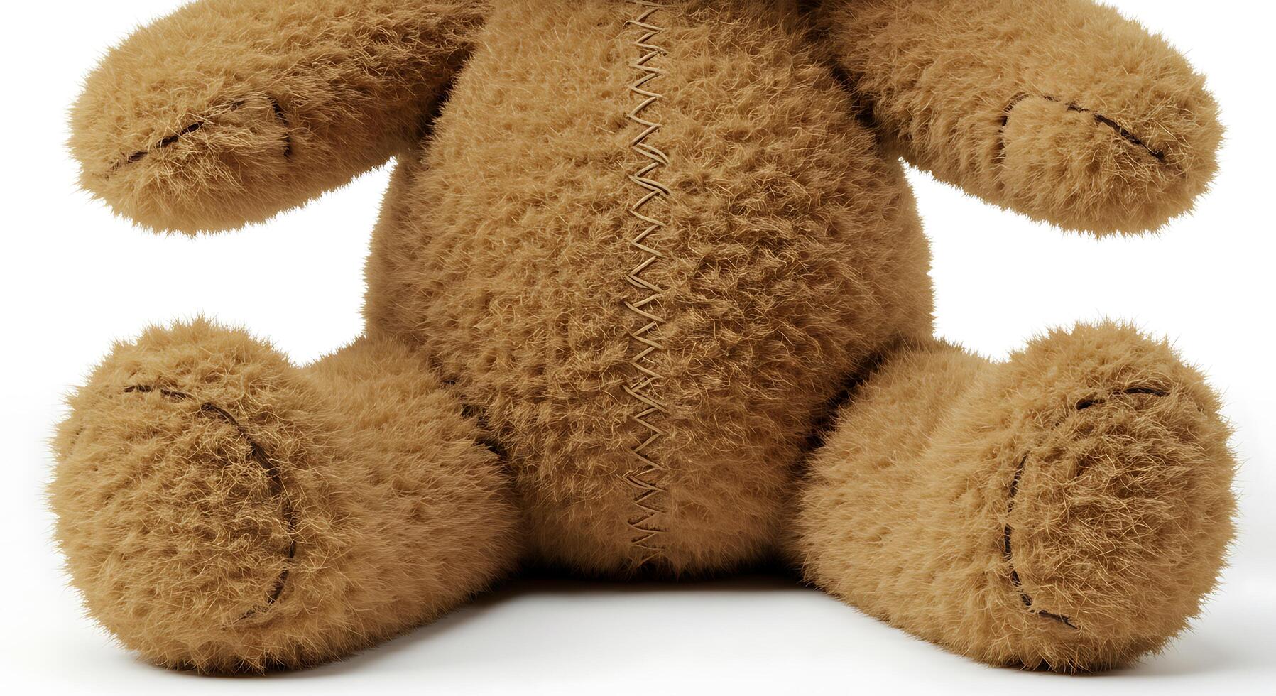Soft Brown Teddy Bear Torso and Limbs on White Background photo