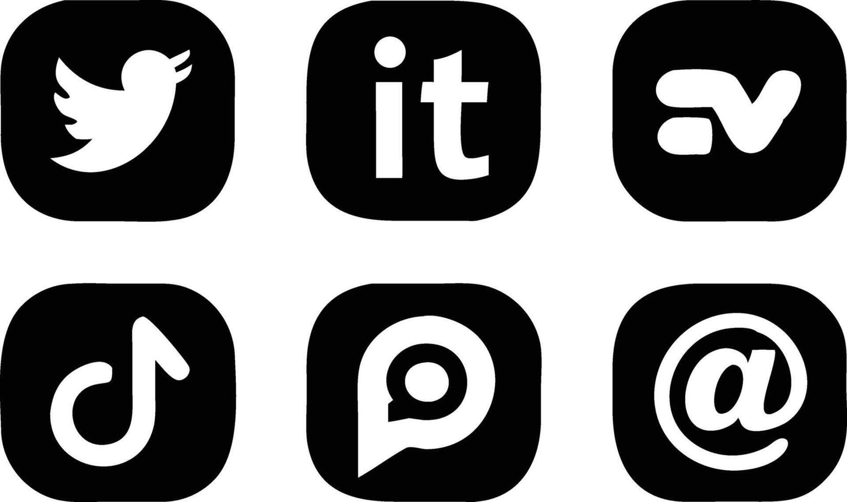Black Social Media Icons for Digital Use vector