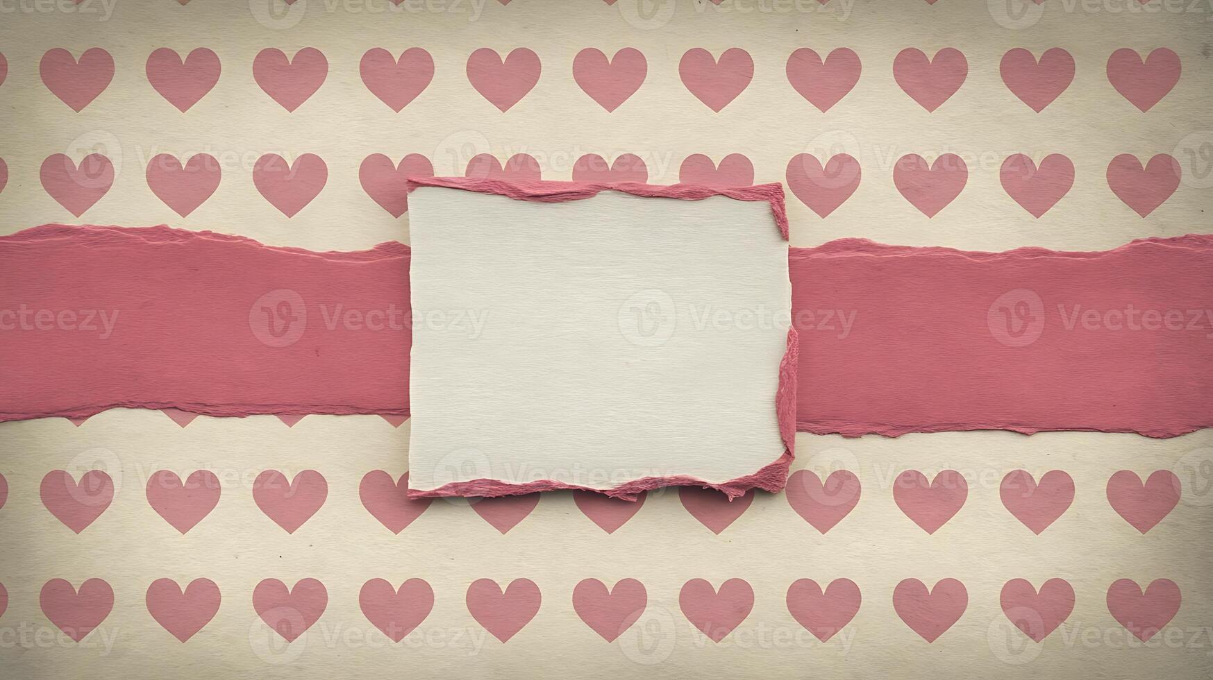 Heart patterned background for business with ripped paper and space photo