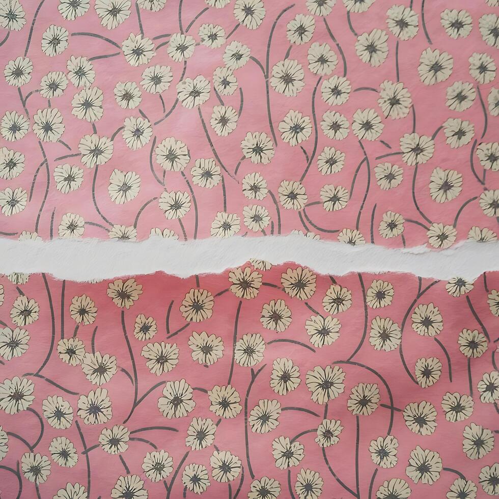 Floral pattern torn paper background for business branding and design photo