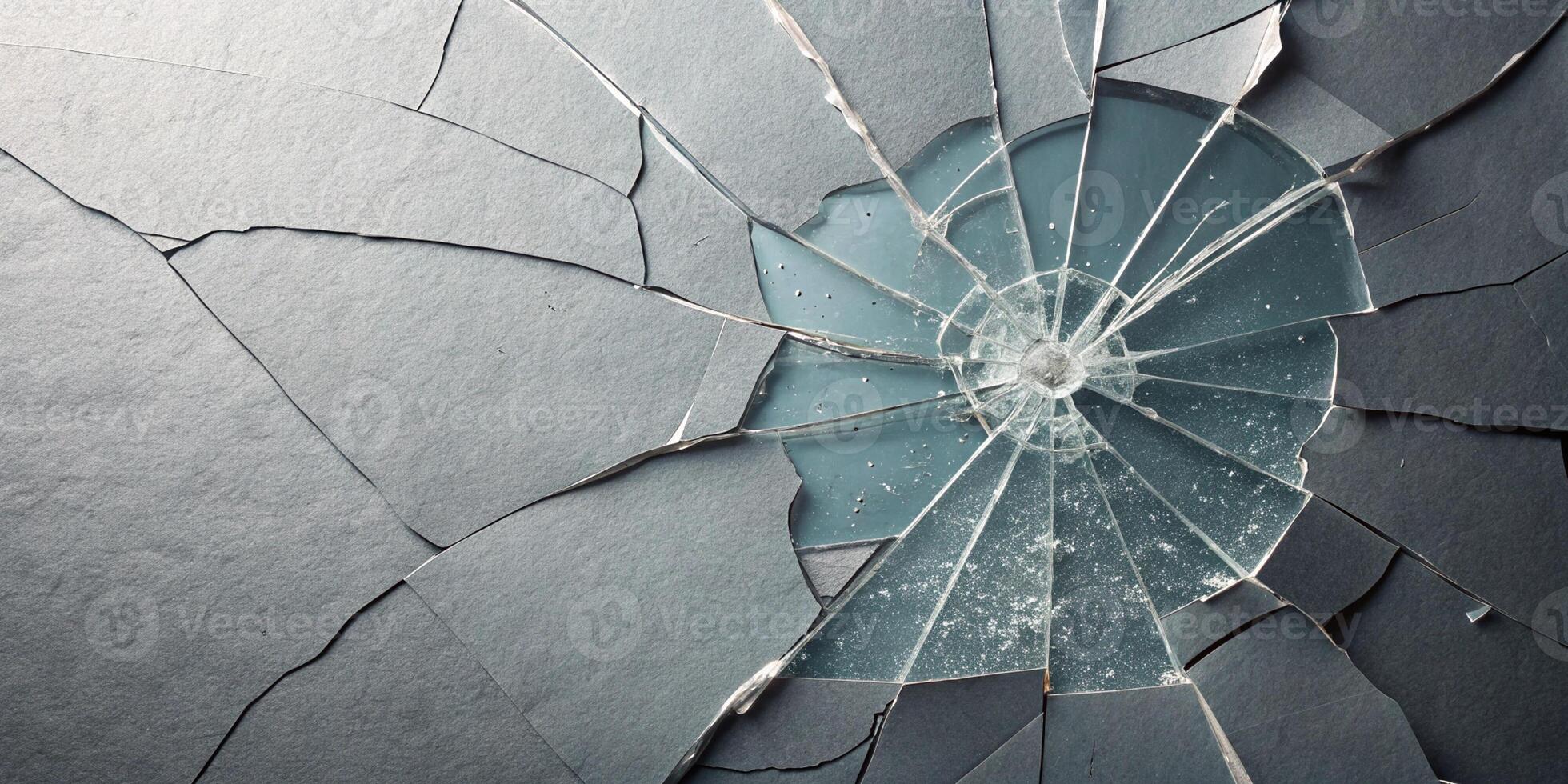 Broken glass effect image for business use highlighting damage and fragility with dark background photo