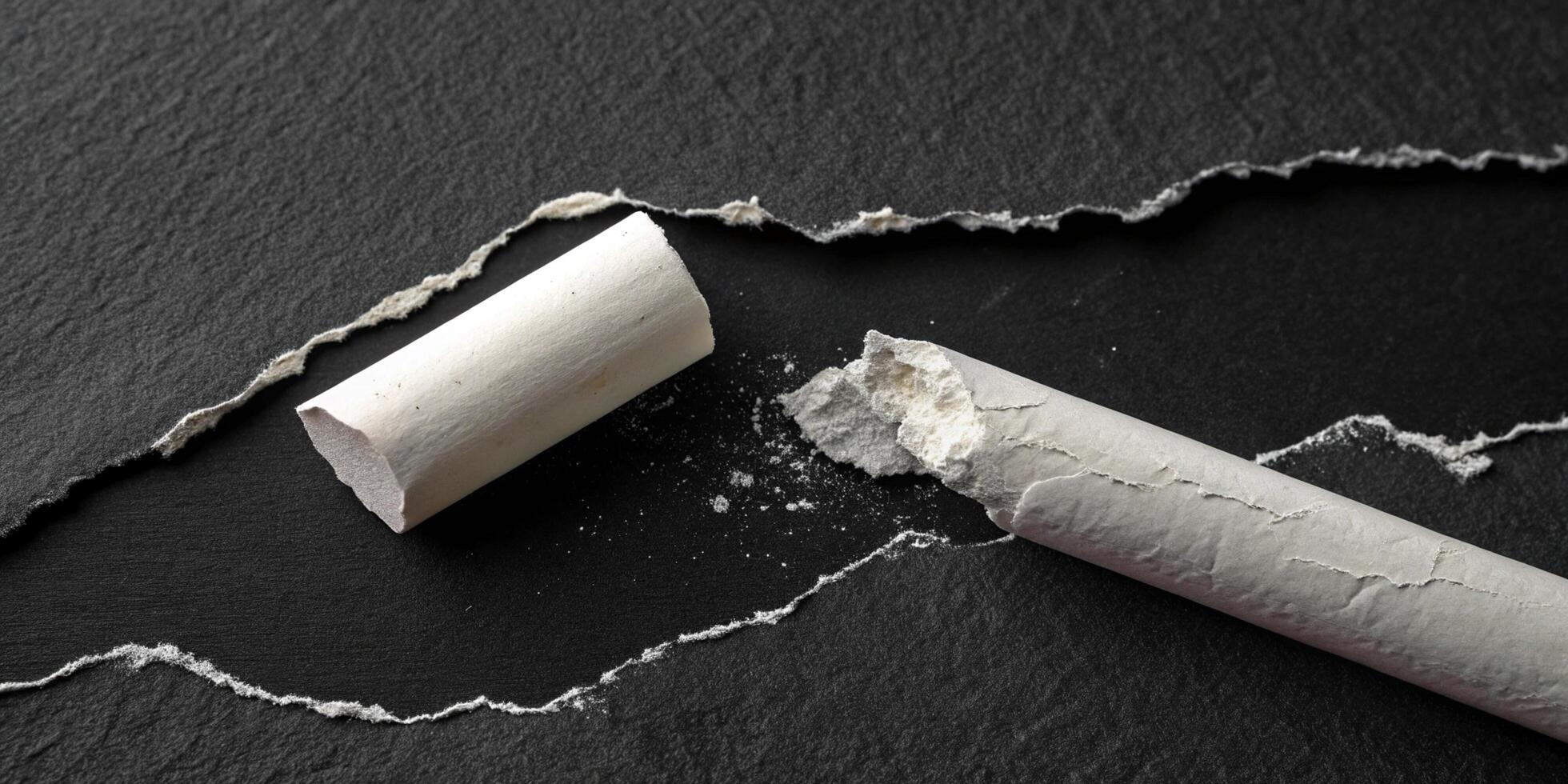 Broken Chalk Piece on Dark Background - Business Image for Education and Communication Services photo