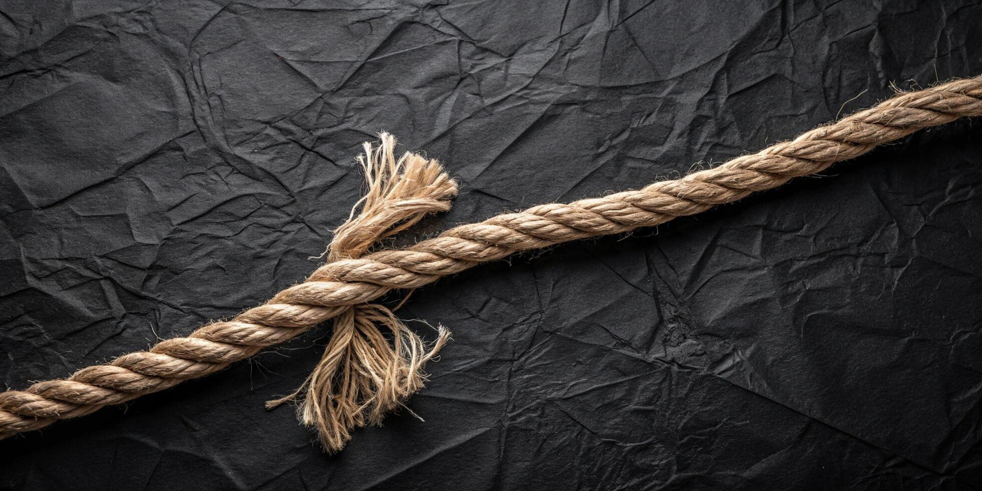 A strong rope laid across a black paper, concept of strength and durability for business use photo