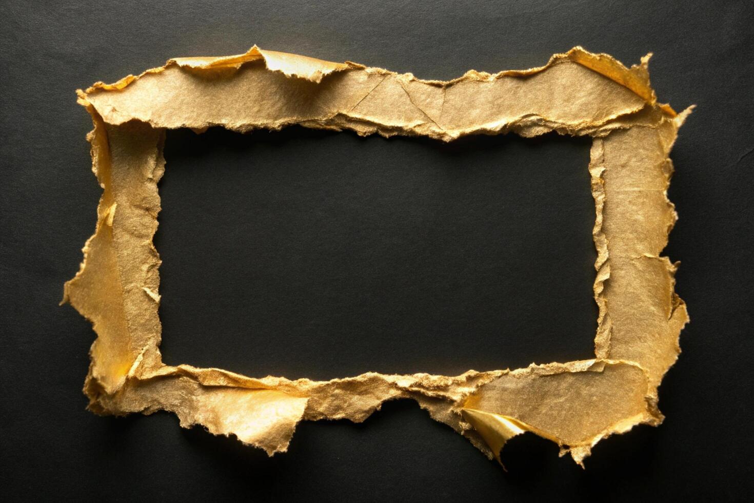 Golden torn paper frame design for business presentations and marketing materials photo