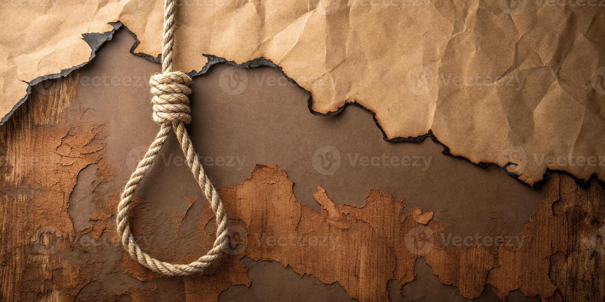 Rope noose against a weathered background for business purposes representing risk and challenges photo