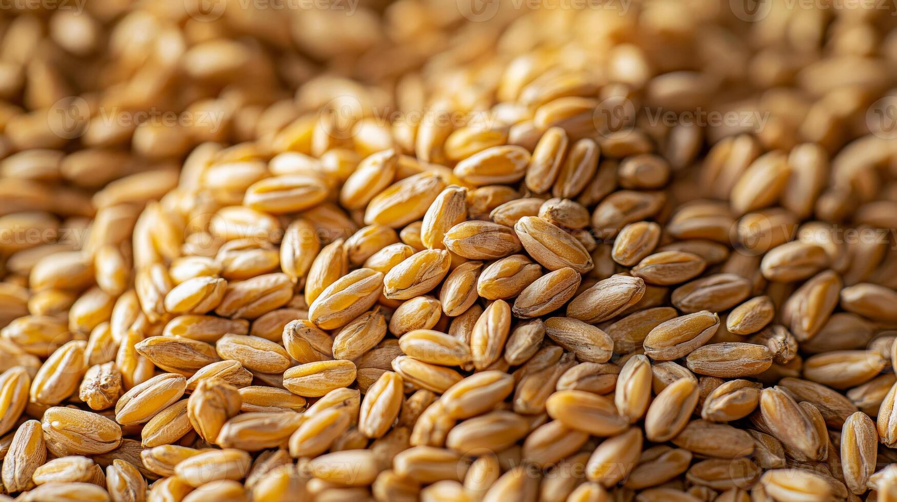 Harvested wheat kernels forming a textured golden background pattern photo