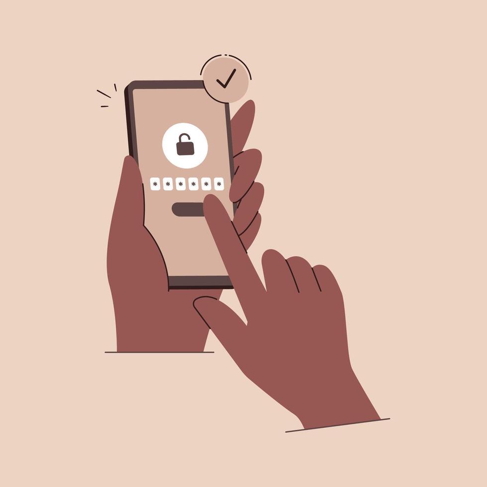 One Time Password method for unlock account bank illustration concept vector