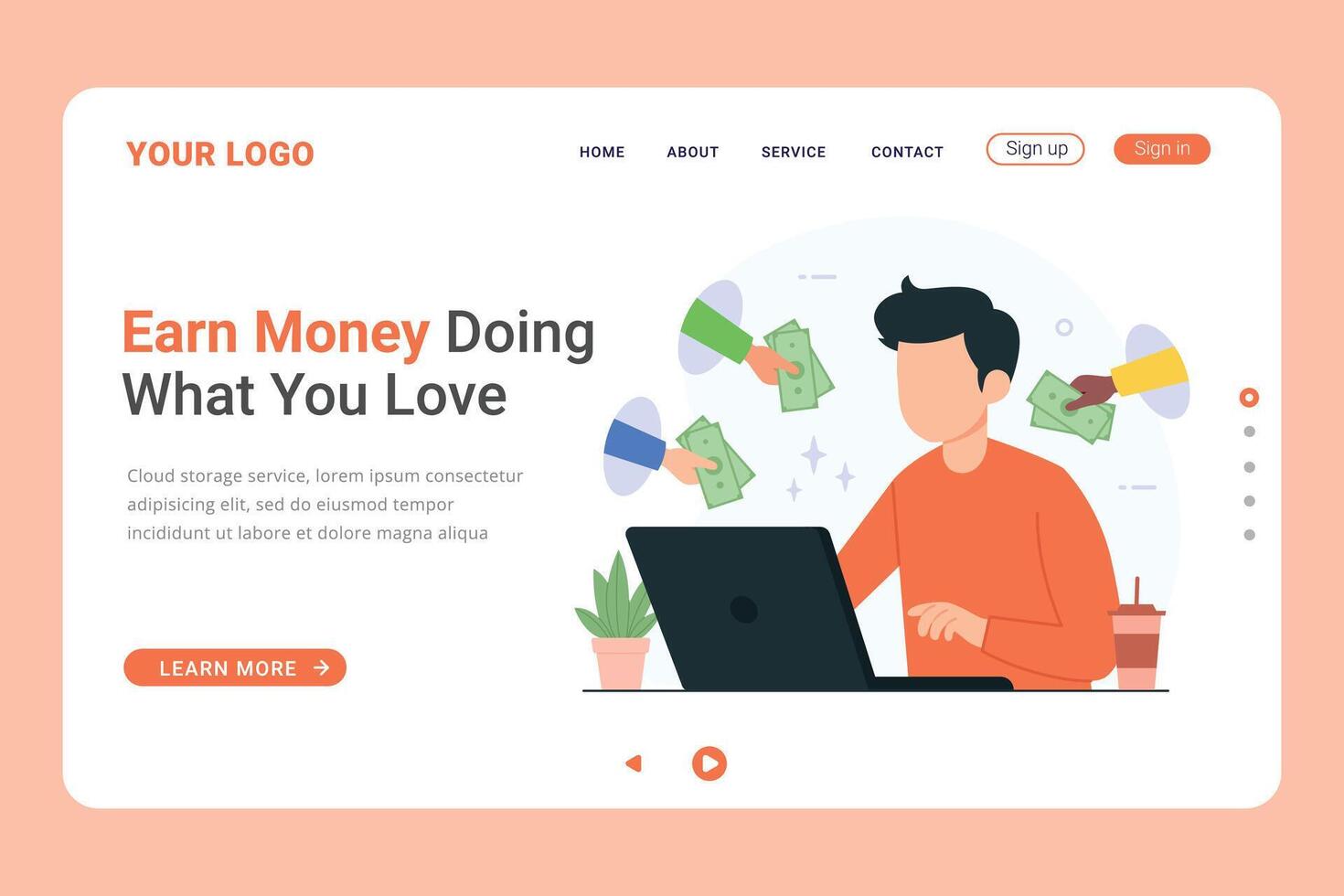 Landing page template for Affiliate Marketing Program. Easy to edit and customize vector