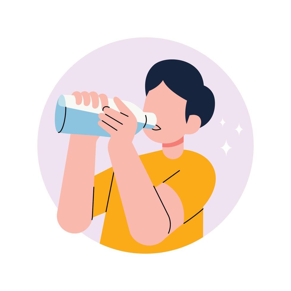 Illustration of a man drinking water from a bottle vector