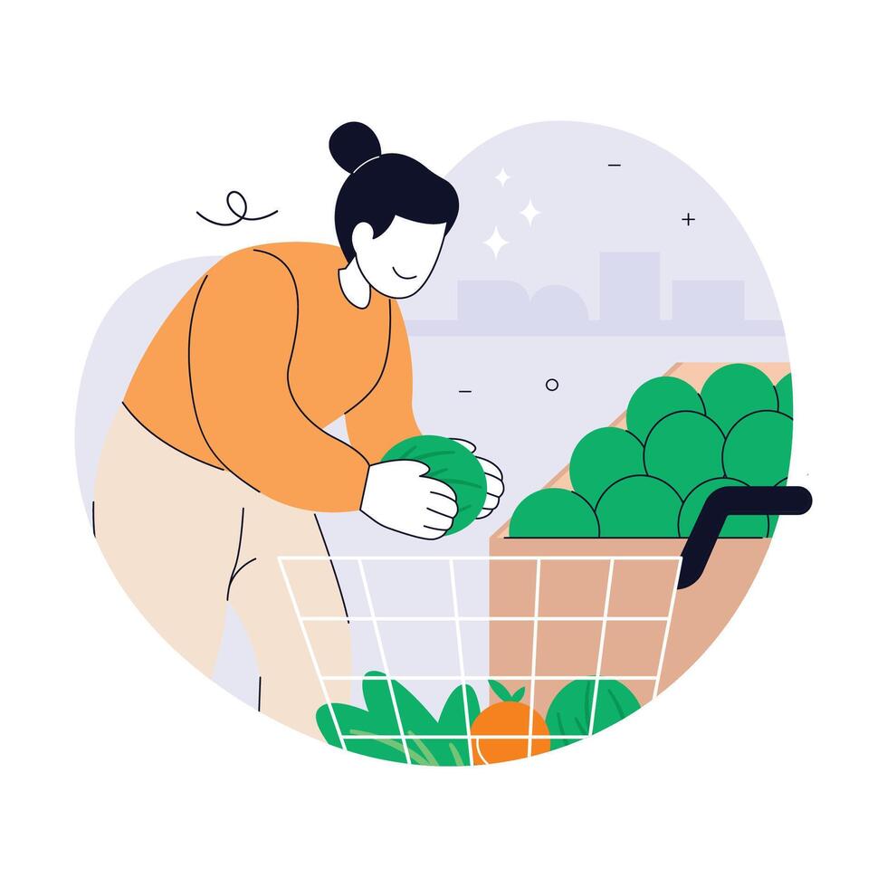 Grocery Shopping at the Supermarket Illustration vector