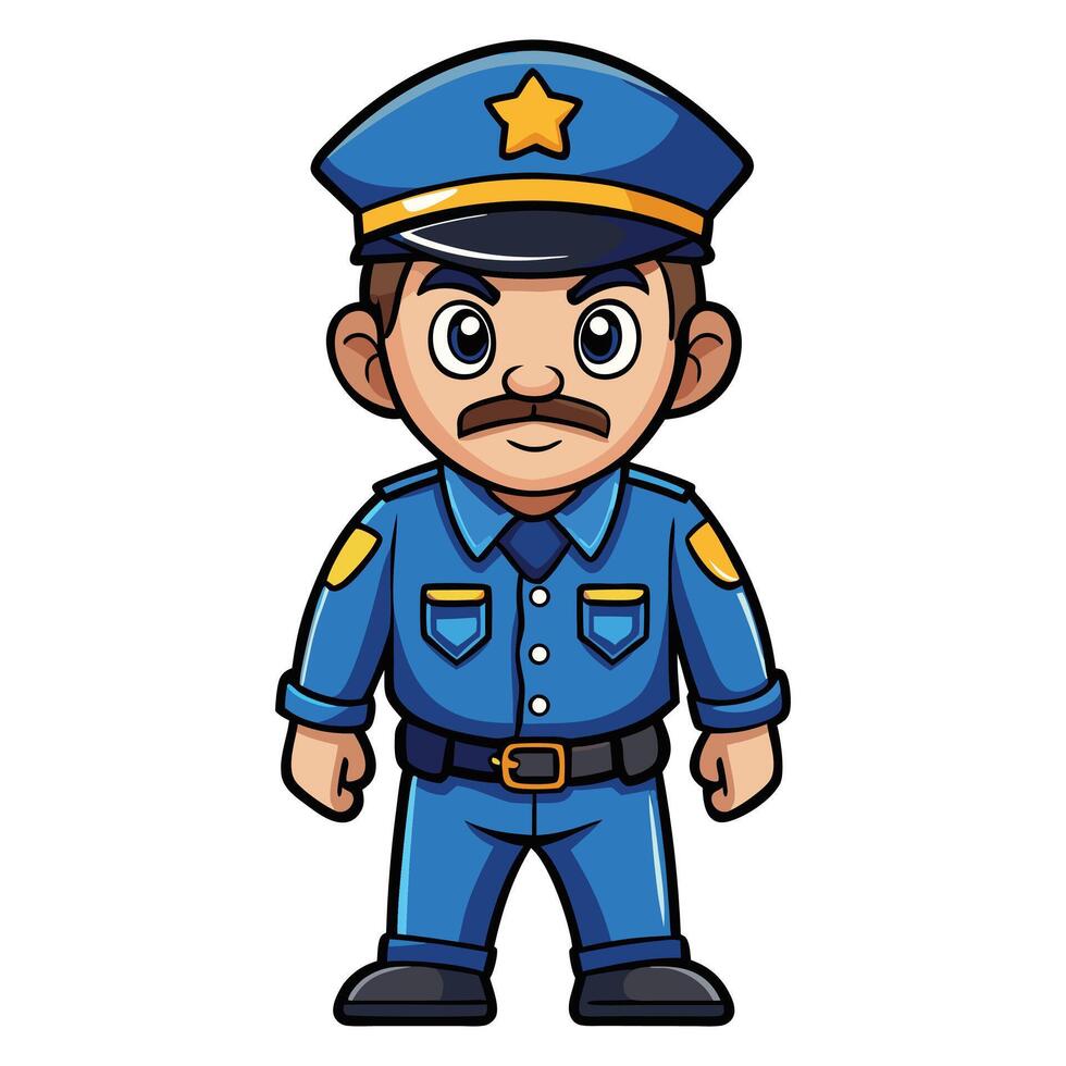 Police Officer cartoon character on white background vector