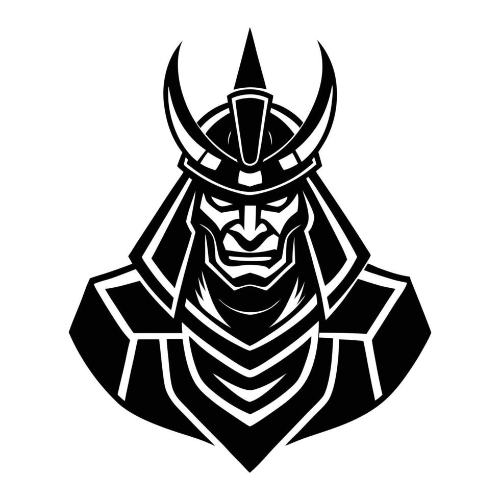 Samurai simple mascot logo on white background vector