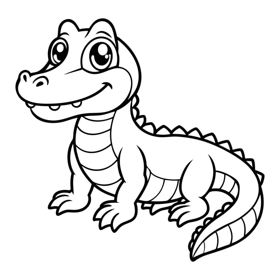 Outline of cute cartoon baby alligator vector
