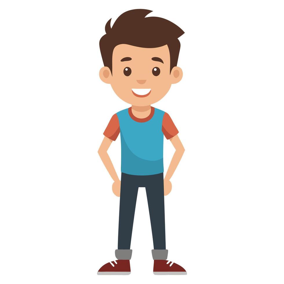 Young man cartoon mascot character in casual clothes isolated on white background vector