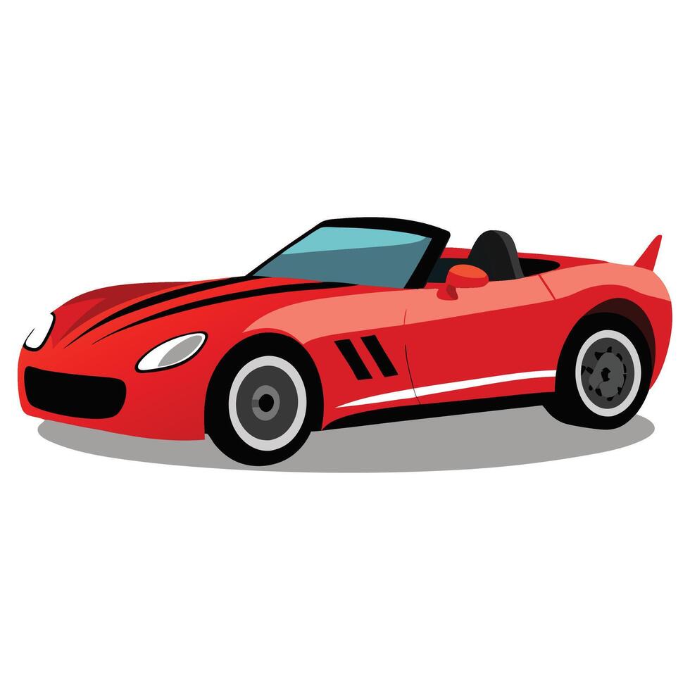 Stylized Convertible Sports Red Car on white background vector