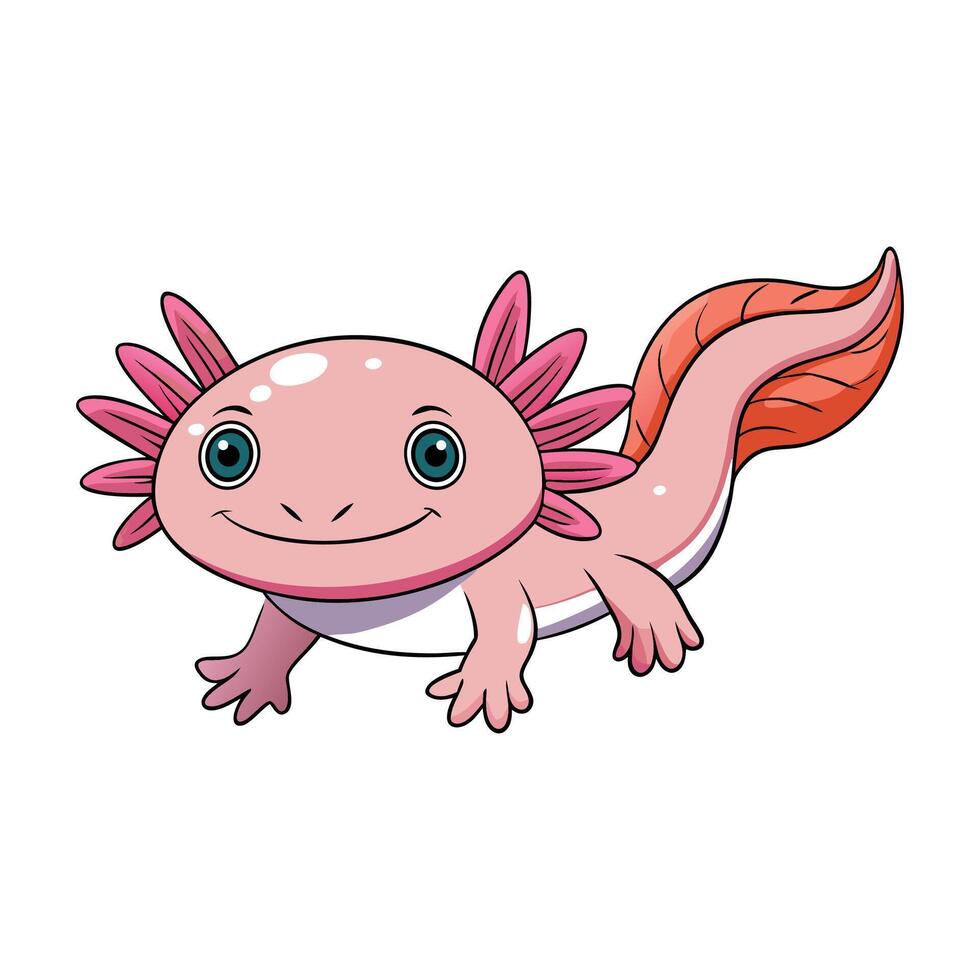 Cute Axolotl flat design on white background vector