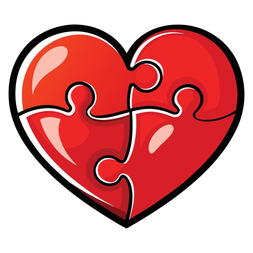 Puzzle red heart on white background vector