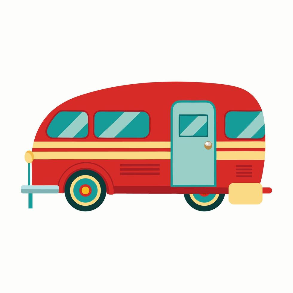 Retro caravans clipart on white background vector