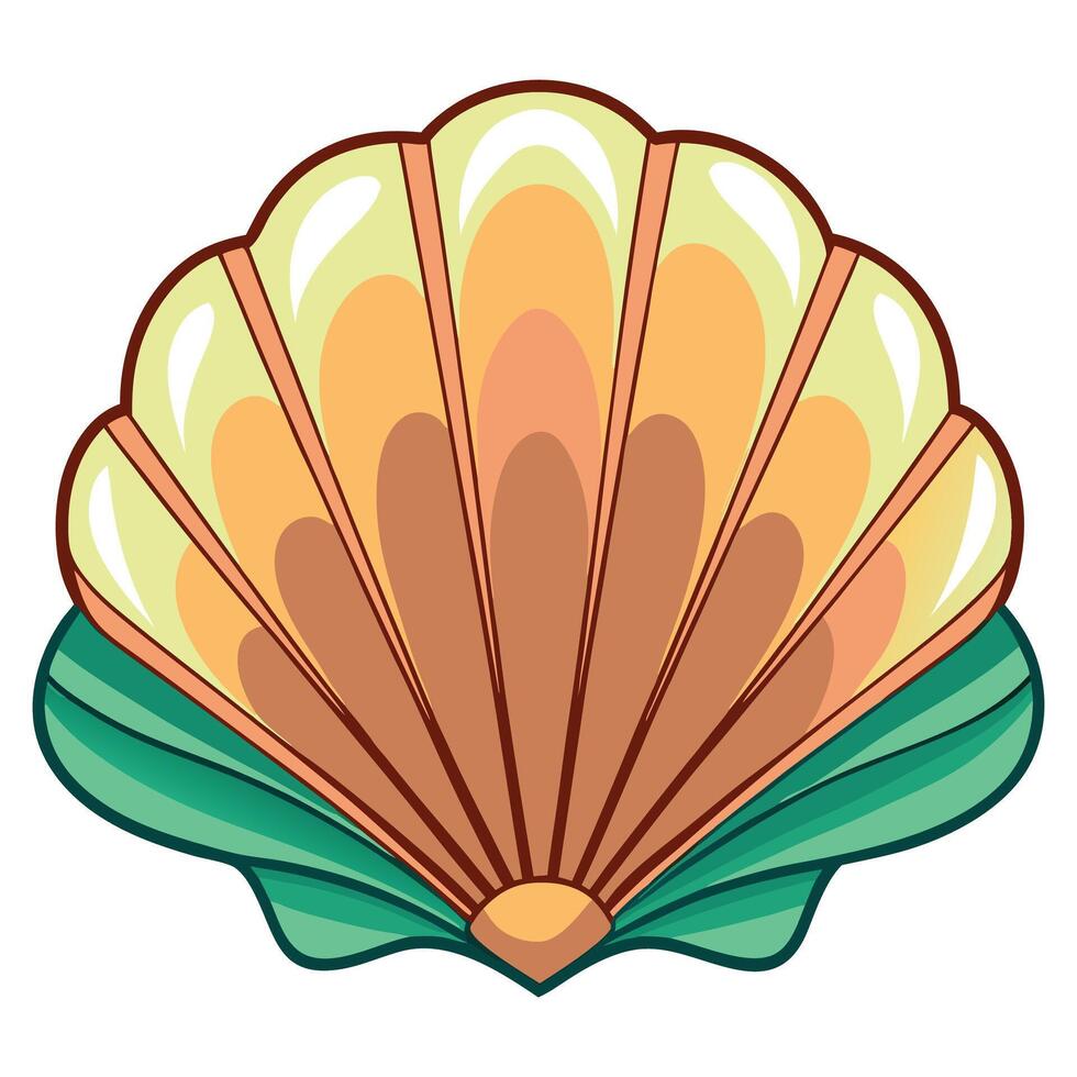 Seashell clipart on white background vector
