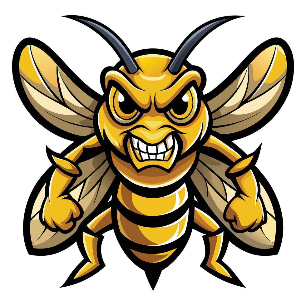 Yellow angry Hornet Mascot isolated on white background vector