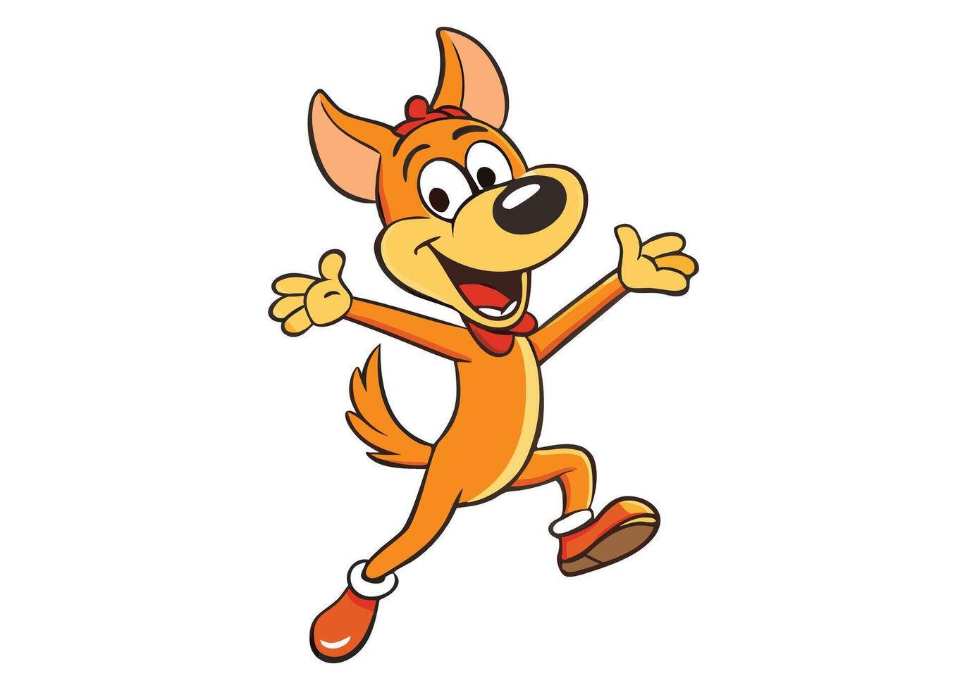 Playful Retro Cartoon Dancing Dog isolated on white backgrund vector