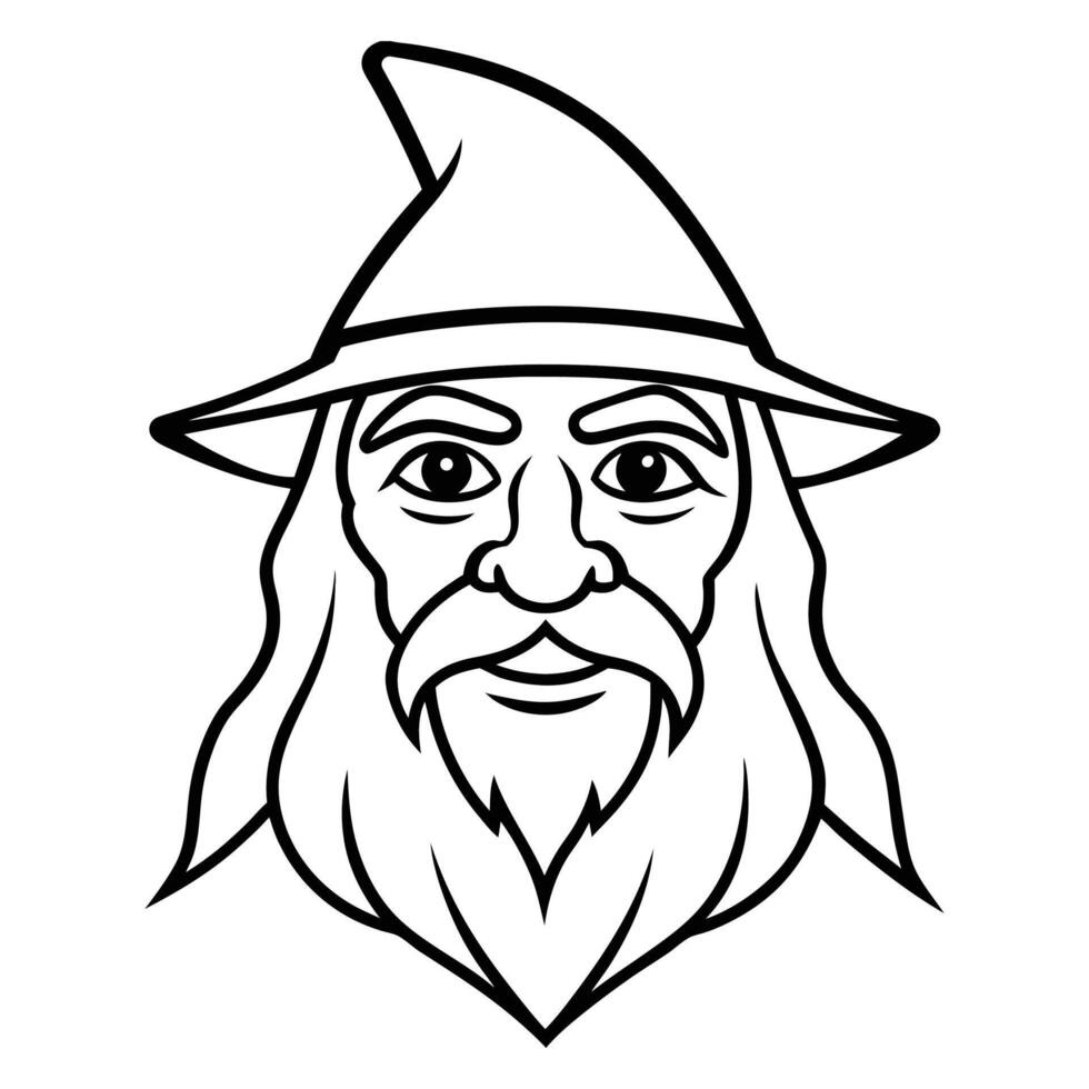 Black and white Wizard head simple mascot on white background vector