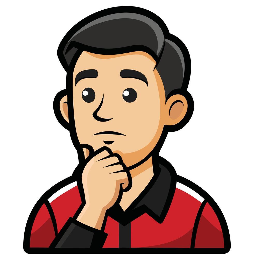 Thoughtful Man mascot on white background vector