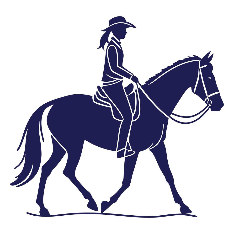 Cowgirl silhouette on white background vector