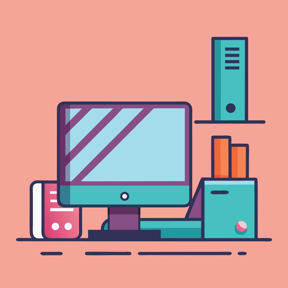 Concept Illustration of a Modern Desktop Computer with Minimalist Style vector