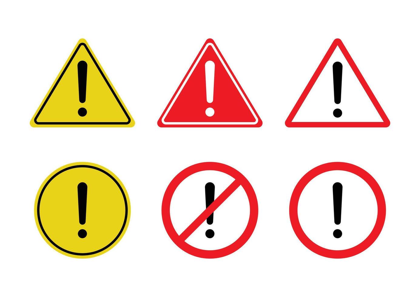 Set of Warning Signs on white background vector