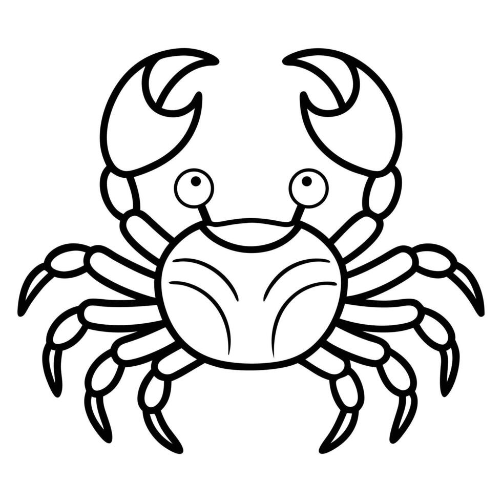 Black and white crab simple mascot on white background vector